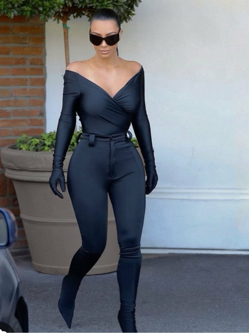 Black Long Sleeve gloved Bodysuit